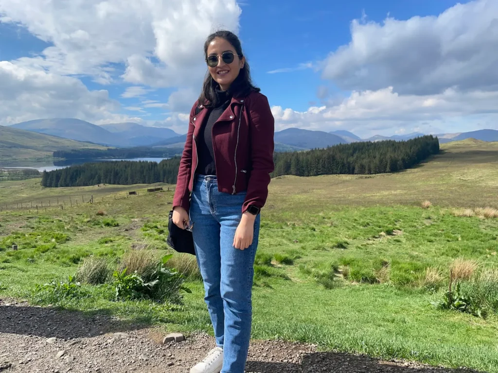blogger smiling in scotland on a tour from edinburgh to scottish highlands